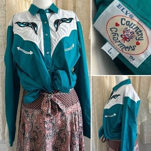 Vintage Country Charmers Long Sleeve Western Rodeo Blouse Button-Up